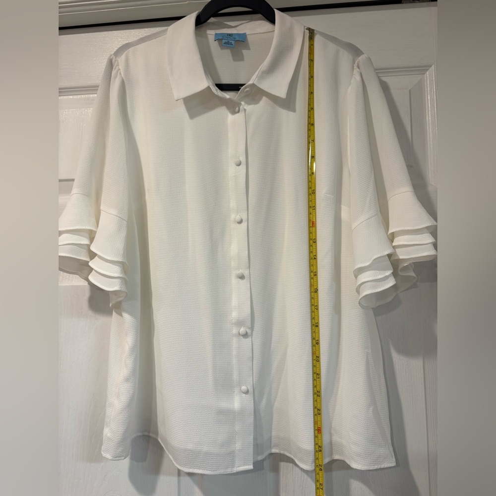 CeCe Ivory Button-Down with Ruffle Sleeves - Picture 6 of 6